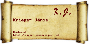 Krieger János névjegykártya