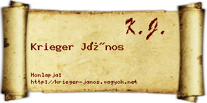 Krieger János névjegykártya